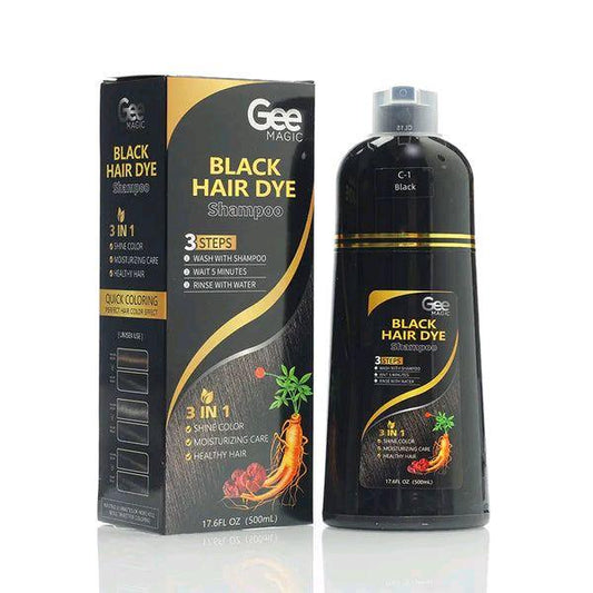 GEE MAGIC 3 in 1 Black & Brown Hair Dye Shampoo - Can cover grey hairs,Herbal Ingredients Natural Hair Colour Shampoo,Contains Ginseng Extract,Natural Haircoloring