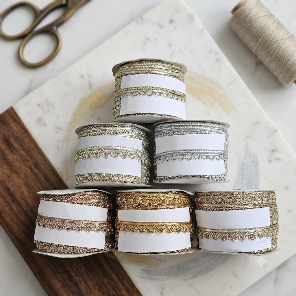 18 Mtrs Indian Lace Trim Roll Decorative Border for Salwar Kameez Dupatta Saree Kurti Lehenga Blouse Dress Making Sewing Craft DIY Ethnic Lace Ribbon Trim