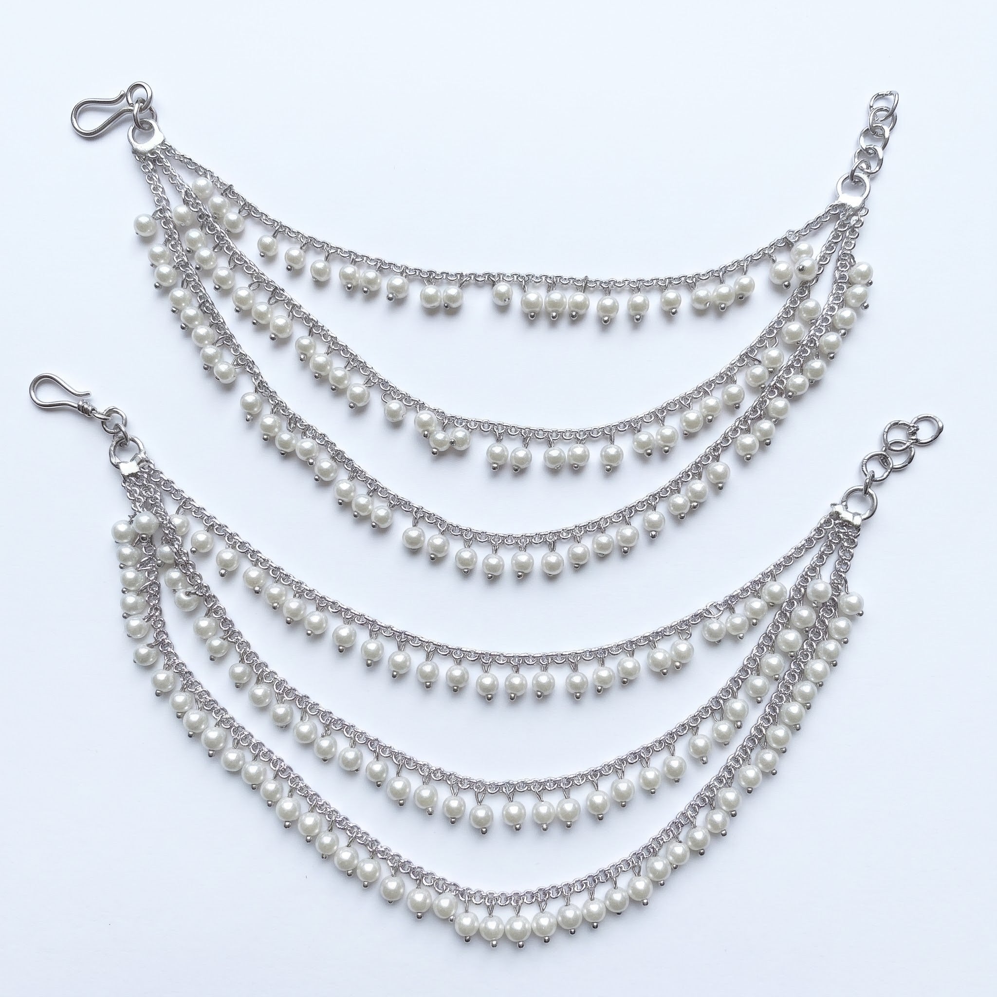 Gold & Multi pearl Ear Chain/Sahare/Pearl kaan chain/Earring support chain/Indian Jewelry/Pakistani Jewelry/Bahubali Kaan sahara Sold as a Pair