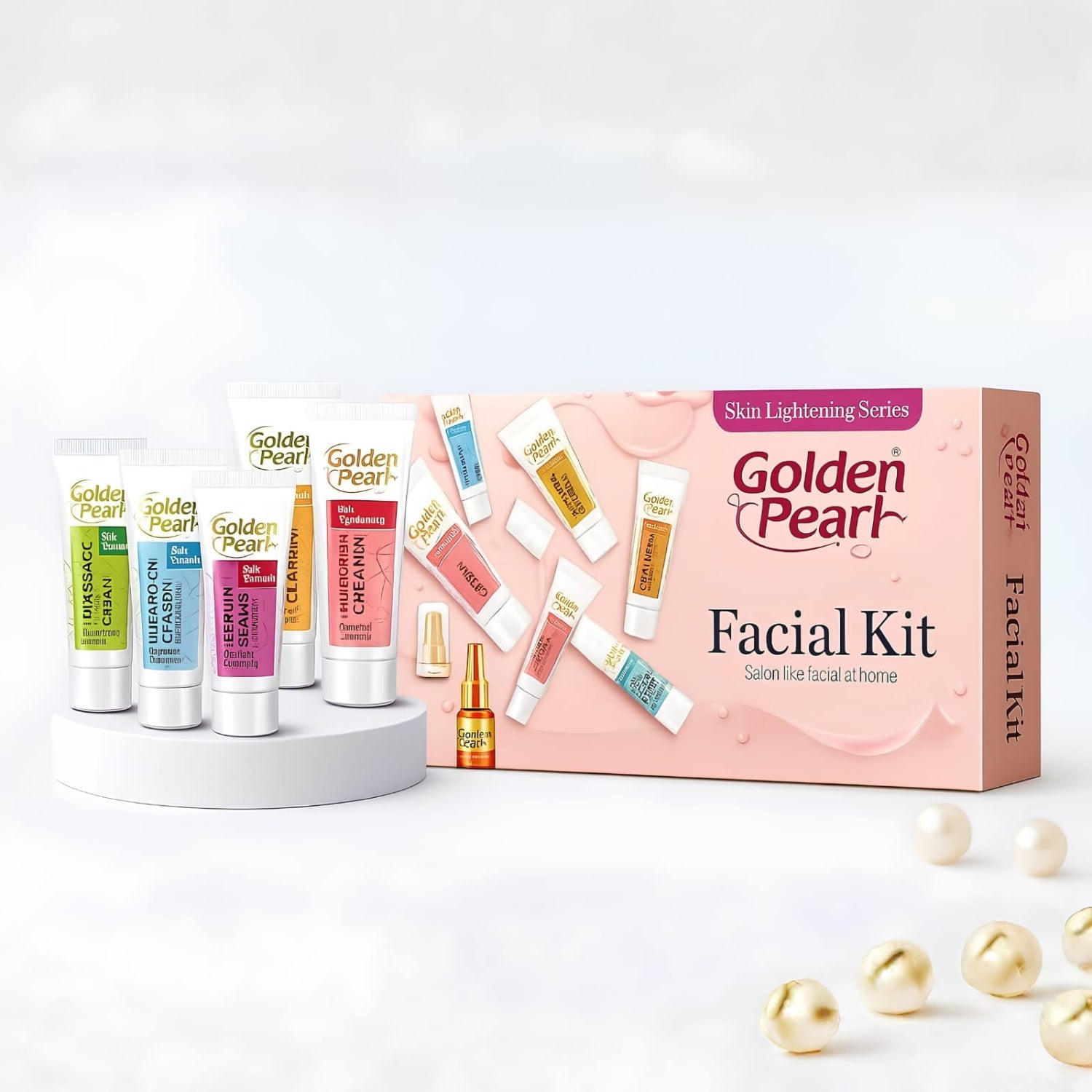 Golden Pearl Glowing Facial Trial Kit – Complete 8-Step At-Home Salon Skincare & Polishing Pack for Radiant, Bright, & Healthy Skin | Paraben Free & Dermatologically Tested