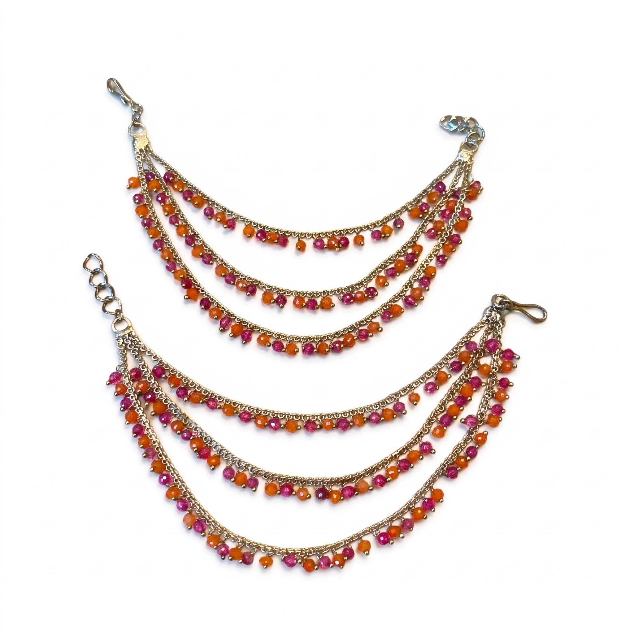Gold & Multi pearl Ear Chain/Sahare/Pearl kaan chain/Earring support chain/Indian Jewelry/Pakistani Jewelry/Bahubali Kaan sahara Sold as a Pair