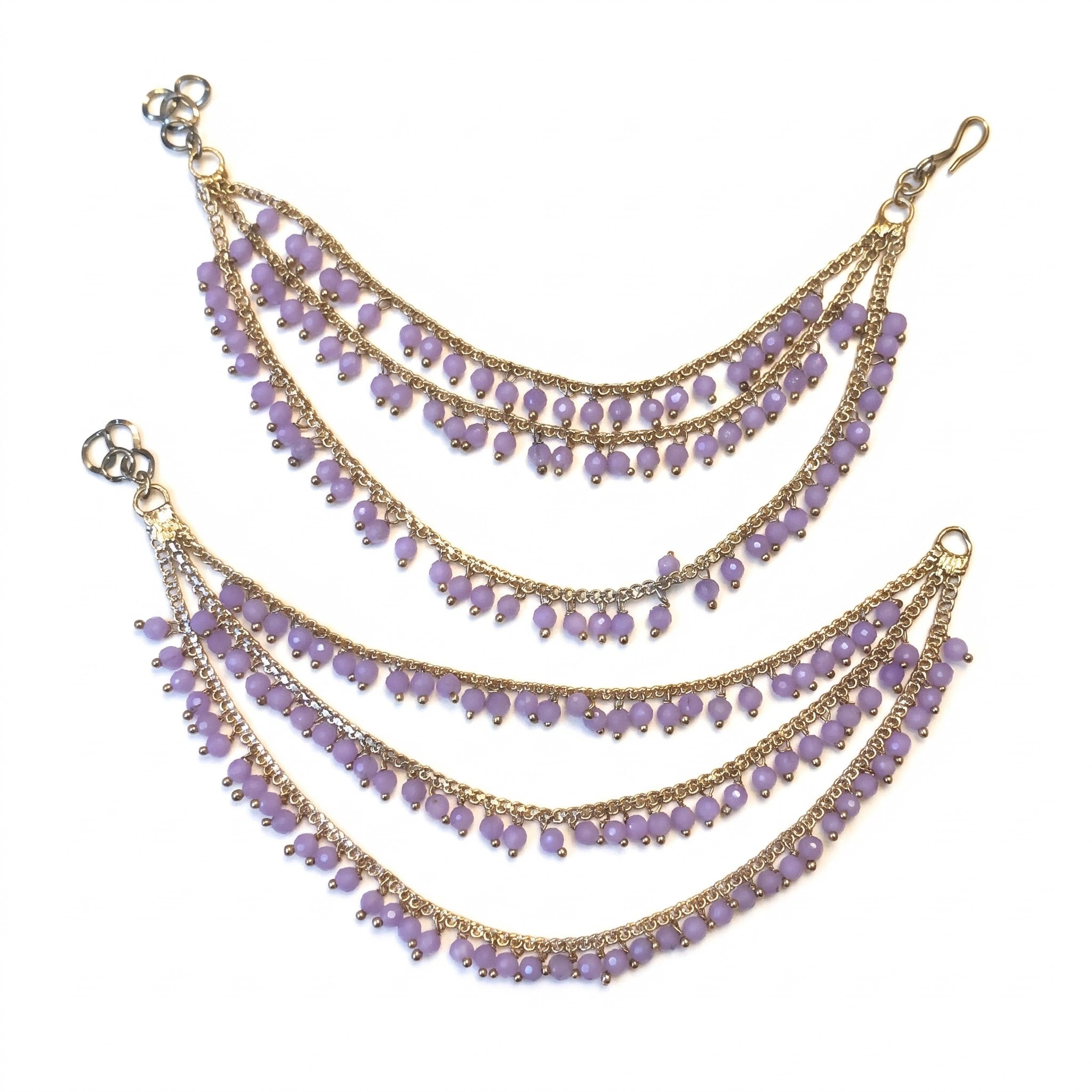 Gold & Multi pearl Ear Chain/Sahare/Pearl kaan chain/Earring support chain/Indian Jewelry/Pakistani Jewelry/Bahubali Kaan sahara Sold as a Pair