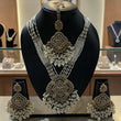 Handcrafted Traditional Bridal Jewelry Set with Intricate Filigree Work, Necklace with Statement Pendant, Matching Earrings and Maang Tikka for Weddings, Ceremonial Wear, and Festive Occasions