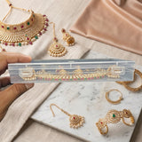 1x Clear Plastic Jewellery Storage Box with Dual Snap-Lock Latches – Transparent Flat Organizer Case for Indian Bridal Necklace Sets, Chokers, Bangles, Craft Beads & Travel Accessory Display