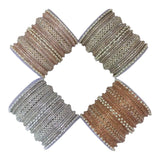 Rose Gold & Silver Bridal Bangles Set – Pearl Stone Kada Churi for Weddings & Mehndi – Traditional Indian/Pakistani Jewellery Sold by: Single Hand & 2 Hands.