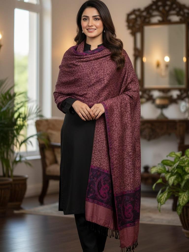 Beautiful high quality pashmina shawl printed border and centre full size 40/90 inches light weight
