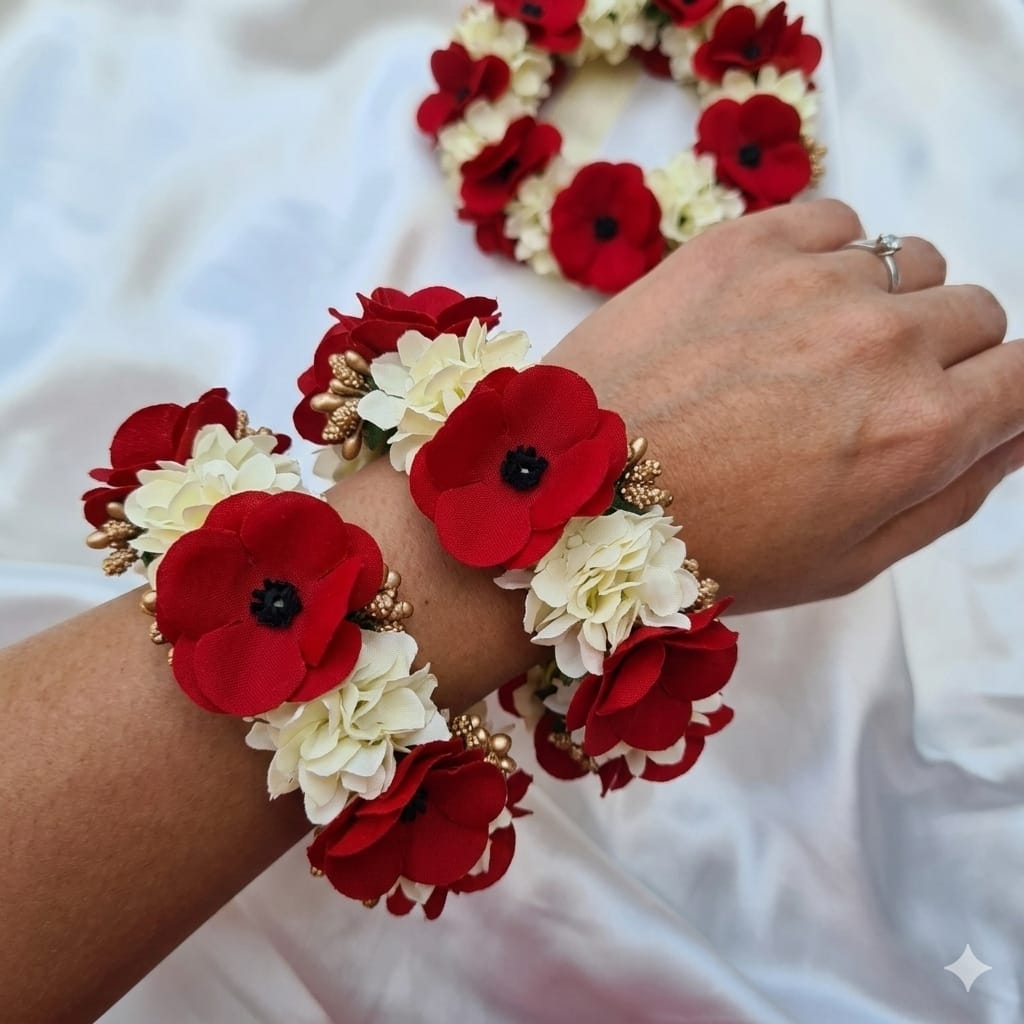 Artificial Flower Gajra bangle for Mehndi Favors Traditional Indian Decoration. Sold In Single and Pairs