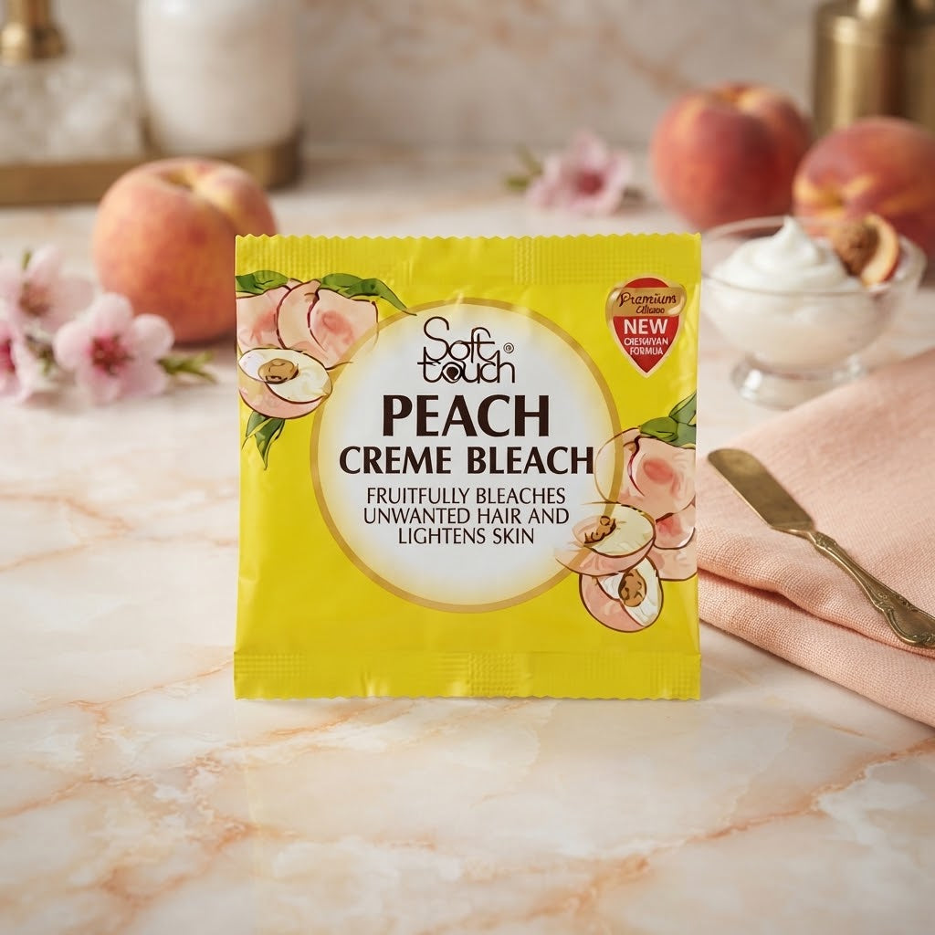 Golden Girl Peach Crème Bleach 10ml Sachet | Brightening Facial & Body Hair Bleach for Glowy, Hydrated, Dark Spot & Tan Removal, Dry & Dull Skin Care Routine