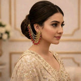 Gold & Multi pearl Ear Chain/Sahare/Pearl kaan chain/Earring support chain/Indian Jewelry/Pakistani Jewelry/Bahubali Kaan sahara Sold as a Pair