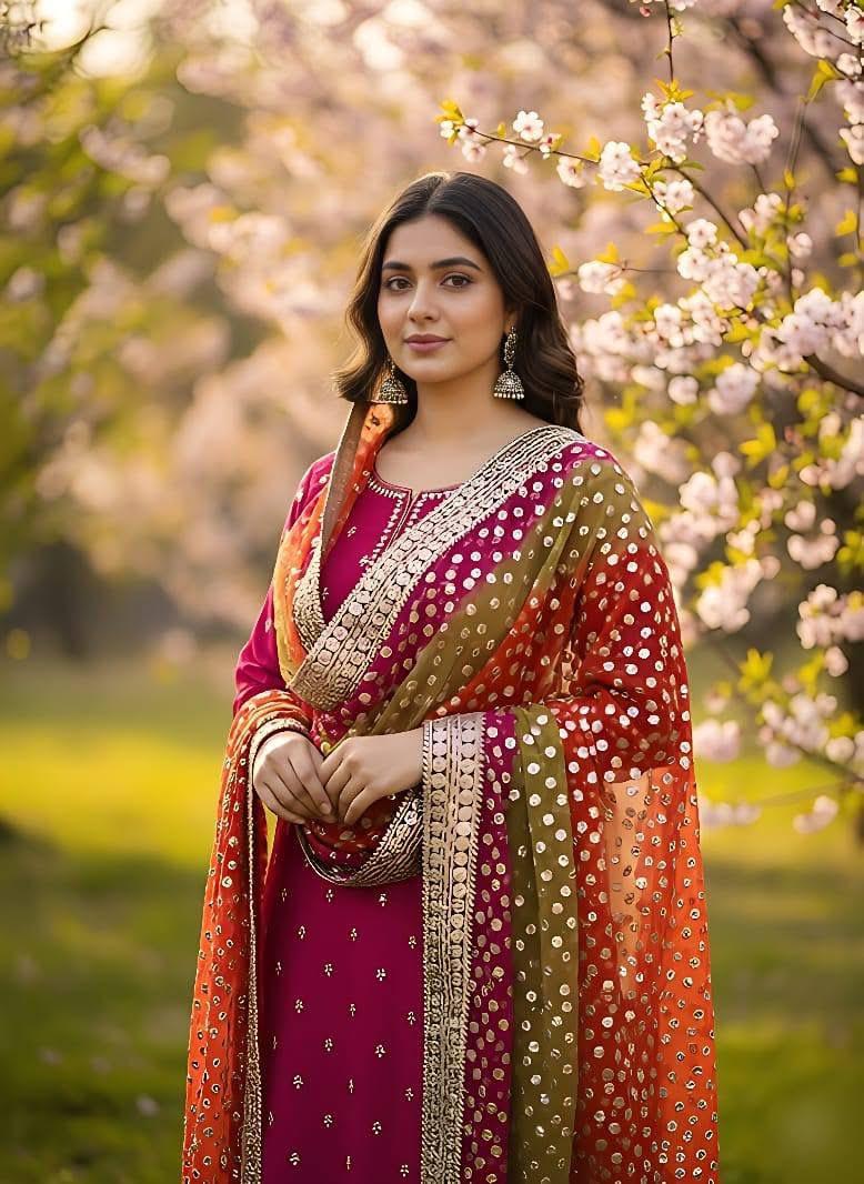 Premium Organza Gota Patti Dupatta for Women – 2.50 Yards Long Heavy All-Over Gota Work Designer Ethnic Scarf, Wedding Wear, Party Wear, Punjabi Suit Dupatta, Festive Traditional Indian Dupatta Available in 4 Elegant Colours