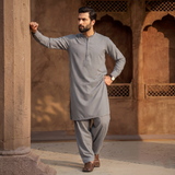 Men's Shalwar Kameez Traditional Clothing In Multiple Colours With Long Sleeves And Button Front Comes With Shalwar And Kameez