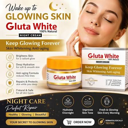 100% Natural Gluta White Day & Night Cream | Brightening Moisturizer | Hydrating Face Cream | Daily Skincare for All Skin Types