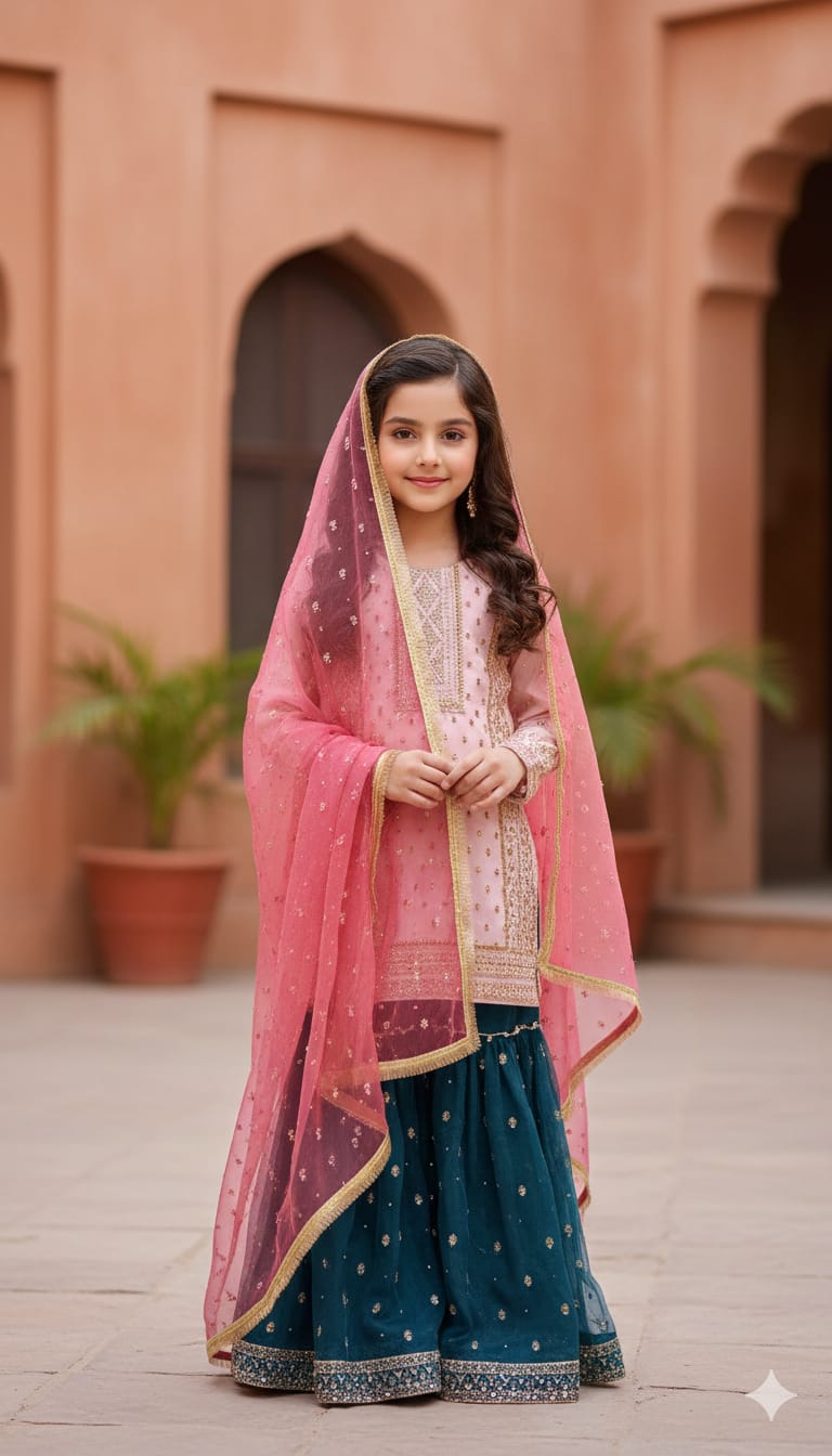 Girls Kids Luxury Shalwar Kameez with Dupatta Readvmade Collection for Eid Celebrations kids wear Original, Embroidery Formal, Outfit, Embroidered Pakistani Asian