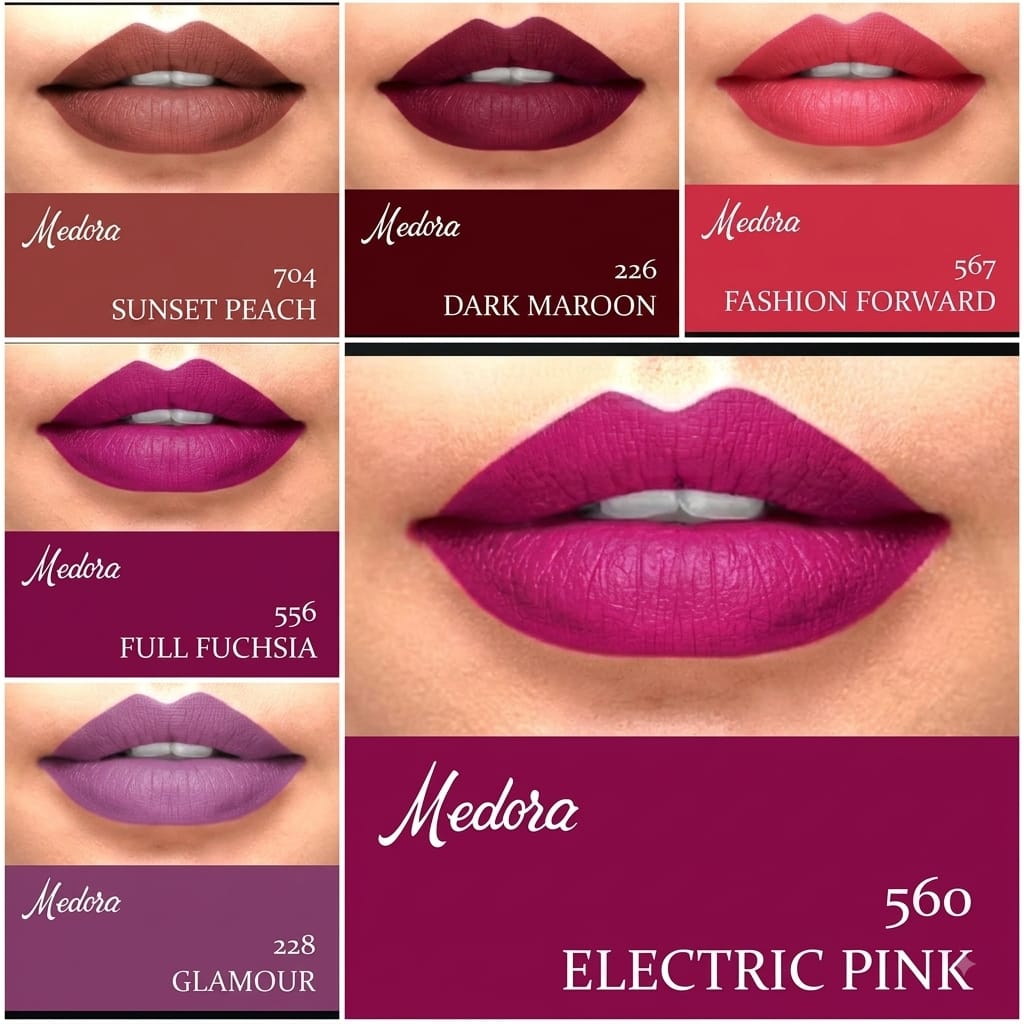 Medora Matte Finish Lipstick | Long Lasting Lipstick | Soft Smooth Application | Matte Lip Color Makeup | Beauty Cosmetic Lipstick for Women