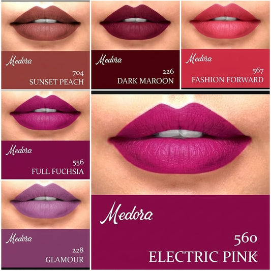 Medora Matte Finish Lipstick | Long Lasting Lipstick | Soft Smooth Application | Matte Lip Color Makeup | Beauty Cosmetic Lipstick for Women